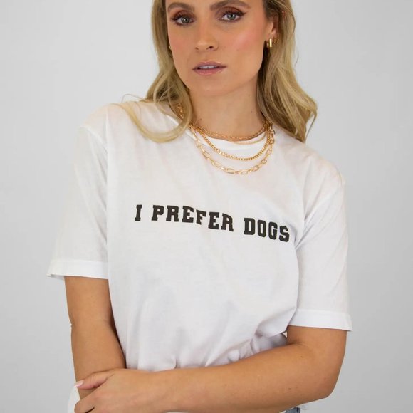 Boutique Tops - I Prefer Dogs White Short Sleeve Unisex T-shirt